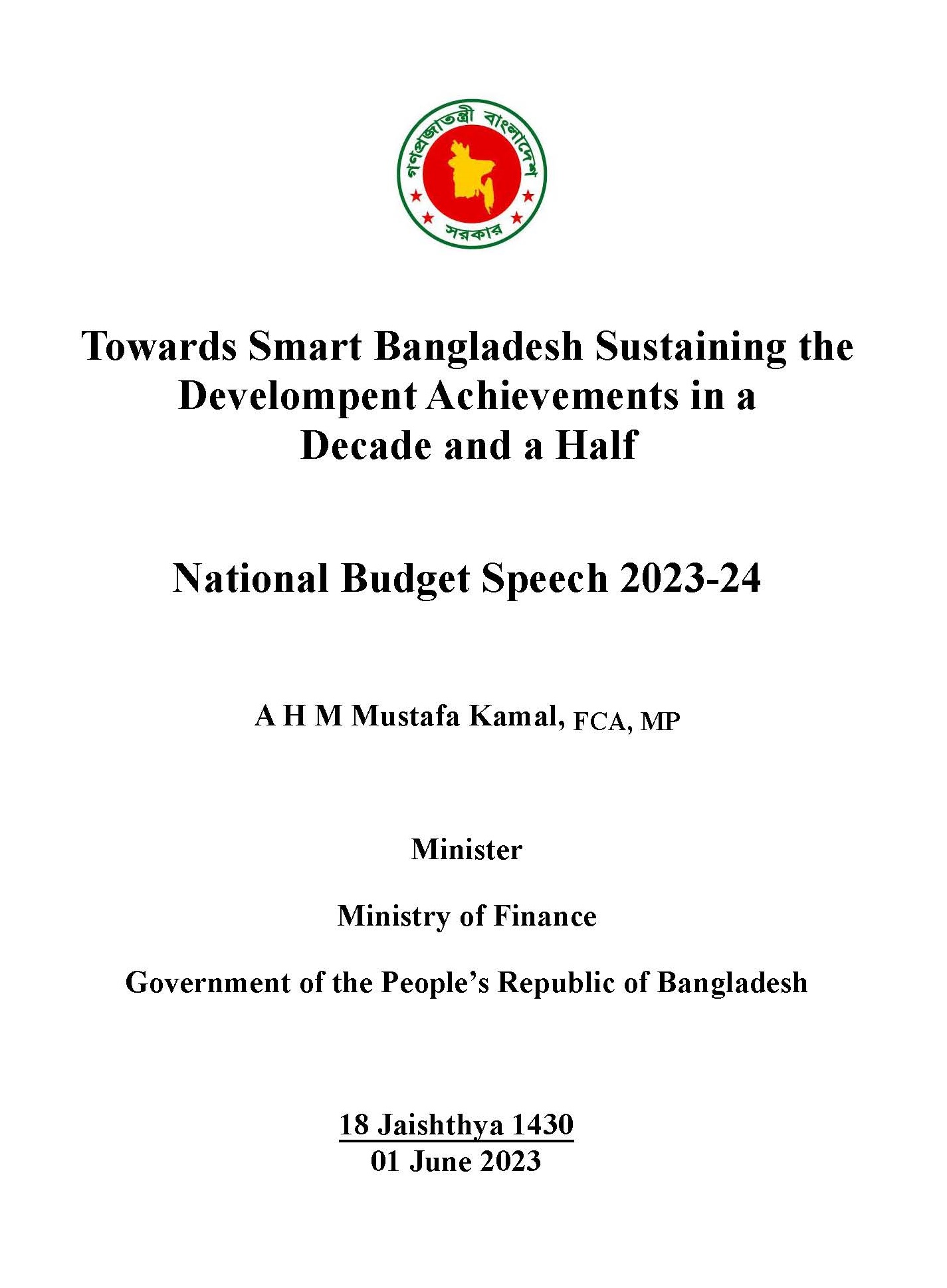 Budget Speech 2023-24