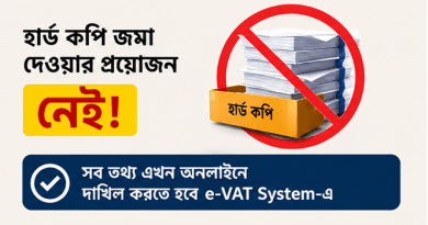 e-VAT System-এ অনলাইনে Input-Output Coefficient Declaration বাধ্যতামূলক