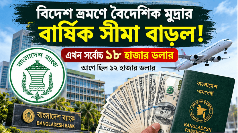 বিদেশ ভ্রমণে বৈদেশিক মুদ্রার বার্ষিক সীমা বাড়ল