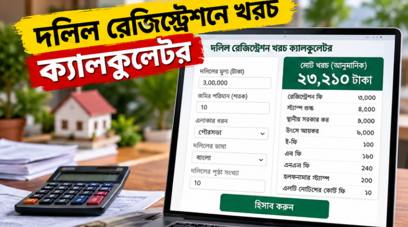 জমি রেজিস্ট্রেশনে কত টাকা খরচ?