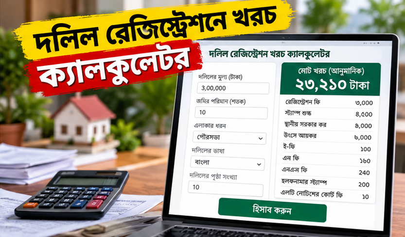 জমি রেজিস্ট্রেশনে কত টাকা খরচ?